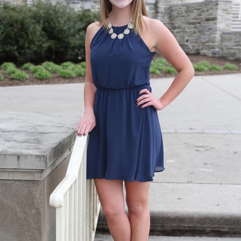 Flowy blue dress: size small